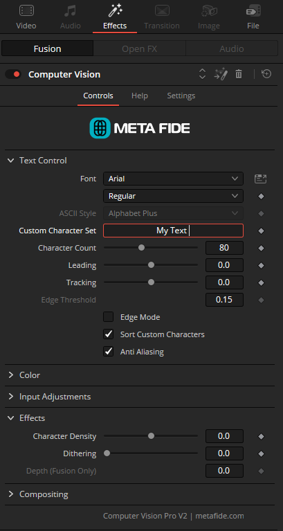 Computer Vision 2. UI in DaVinci Resolve Edit page.